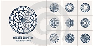 Arabic Circular Geometric Emblems Set