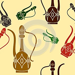 Arabic Coffee Jug Vector Illustration Seamless Pattern