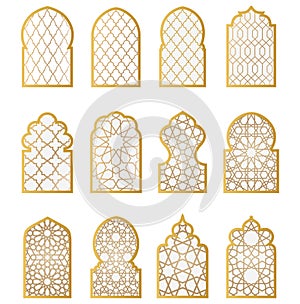 Arabic door and window vector silhouette