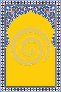 Arabic Floral Arch. Traditional Islamic Background. Mosque decoration element.