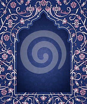 Arabic floral arch. Traditional islamic ornament. Mosque decoration design element.