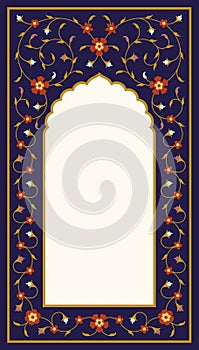 Arabic Floral Frame for your design. Traditional Islamic Design. Elegance Background with Text input area in a center.