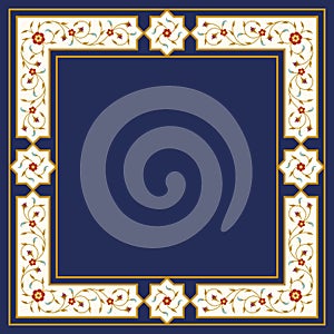 Arabic Floral Frame for your design. Traditional Islamic Design. Elegance Background with Text input area in a center.