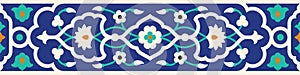 Arabic Floral Seamless Border. Traditional Islamic Design.