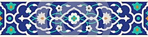 Arabic Floral Seamless Border. Traditional Islamic Design. photo