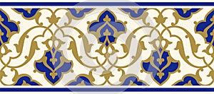Arabic floral seamless border. Traditional islamic design.