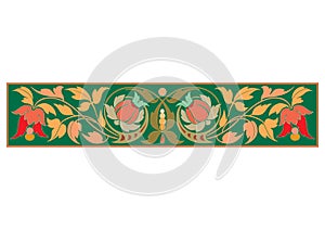 Arabic Floral Seamless Border. Traditional Islamic Design. Mosque decoration element. - Vector