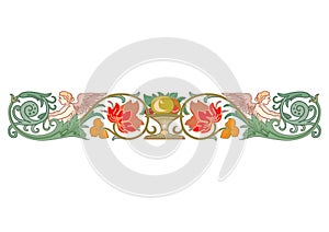 Arabic Floral Seamless Border. Traditional Islamic Design. Mosque decoration element. - Vector