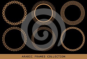 Arabic geometric round patterns set. Borders, frames. Vector illustration of round Islamic ornament