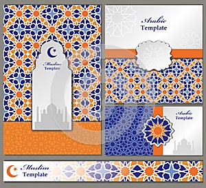 Arabic,islam,muslim pattern templates,banners,cards set