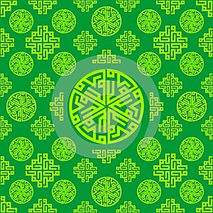 Arabic, Islamic, Oriental, Ornament, Green Seamless pattern texture background. Vector ramadan mubarak.