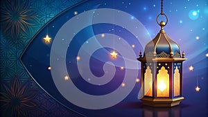 Arabic islamic pattern background with lamp ramadan kareem