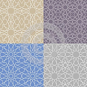 Arabic islamic seamless pattern set.Geometrical,linear