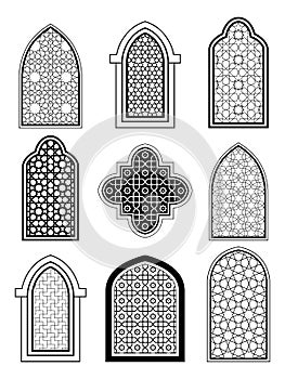 Arabic or Islamic traditional architecture, set of window