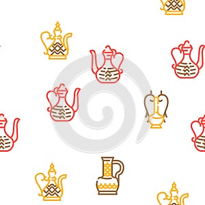 Arabic Jug Traditional Container vector seamless pattern