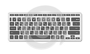 Arabic keyboard for computer with symbols. A modern image of a computer keyboard. Flat vector illustration