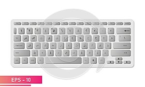 Arabic keyboard in light colors with gray keys and symbols. Realistic design. The Arabic alphabet. On a white background
