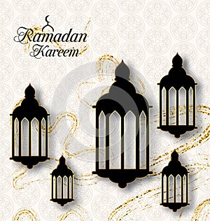 Arabic Lamps, Fanoos for Ramadan Kareem, Islamic Card