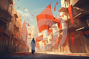 Arabic language day scenes depicted in a series