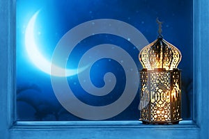 Arabic lantern glow at night