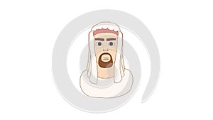 Arabic man in traditional muslim hat icon animation