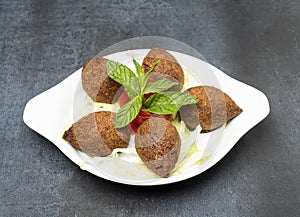 Arabic meat Balls appetizer kibbeh photo