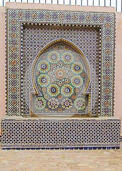 Arabic mosaic decoration on fountain
