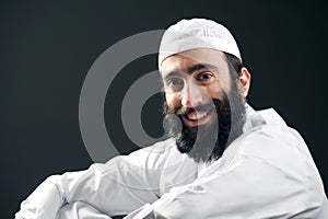 Arabic Muslim man with beard portrait photo