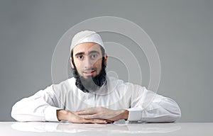 Arabic Muslim man with a bushy beard photo