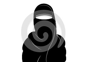 Arabic muslim woman in burka , isolated photo