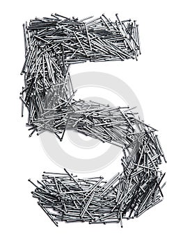Arabic numeral from small iron nails