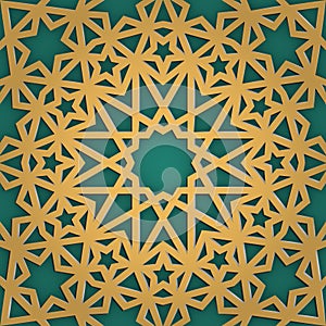 Arabic ornament seamless pattern. Geometrical girish tracery. Muslim mosaic to ramadan careem holiday.