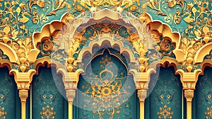Arabic Ornamental Patterned Background of Islamic Mosque