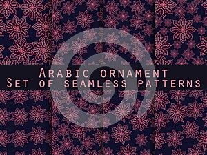 Arabic pattern. Islamic ornament. Set of seamless patterns.