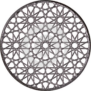 Decorative ceiling screen. Arabic girih pattern. Window grill porthole. Carving of the mashrabiya panel. Isolated illustration photo