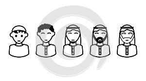 Arabic People ages icons , illustration