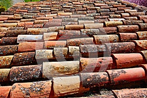 Arabic roof tiles pattern texture in Teruel Spain