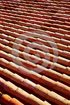 Arabic roof tiles in Teruel of Spain