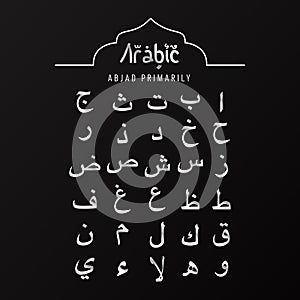 Arabic script alphabet primarily used for Arabic, Quran and several other languages of Asia and Africa