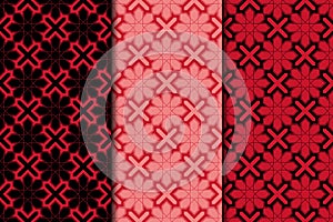 Arabic seamless patterns. Black and red ornaments for textile and fabric