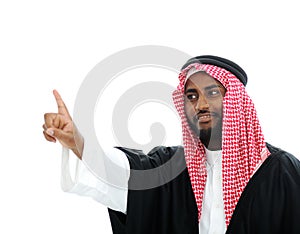 Arabic Sheikh pressing abstract button -