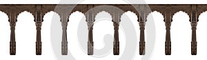 Arabic style arches isolated on white background. Elements of architecture, ancient arches, columns, windows and apertures