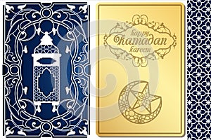Arabic style greeting card design for laser cutting. Image for traditional Islamic holiday Ramadan kareem, uraza bayram, eid