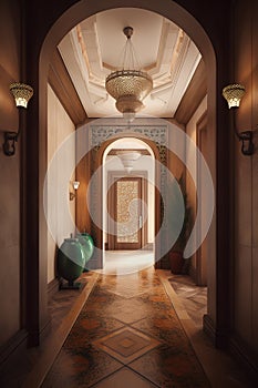 Arabic style hallway interior in luxury house