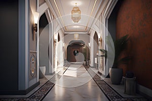 Arabic style hallway interior in luxury house