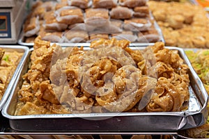 Arabic sweet baked goods, baklawa, baklava, in Mahane Yehuda Market in Jerusalem