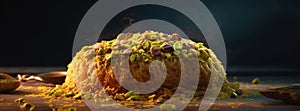 Arabic Sweets, Knafeh on a Dark Rustic Background