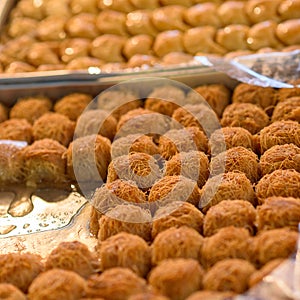 Arabic sweets in the market.