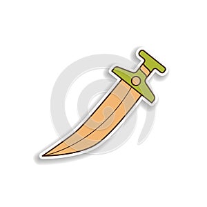 arabic sword sticker icon. Element of color Arabic culture icon. Premium quality sticker design icon. Signs and symbols