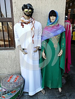 Arabic traditional clothes on a dummys